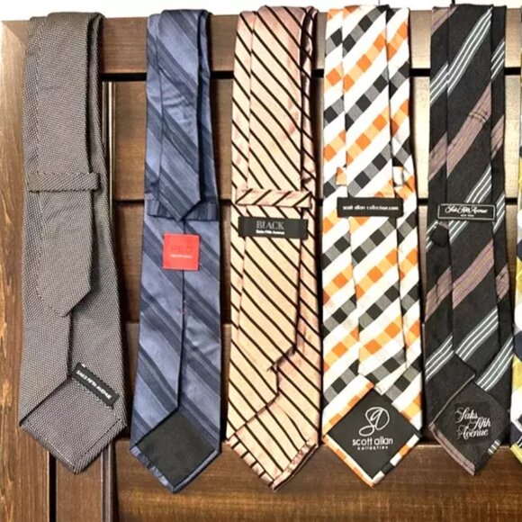 Lot Of 9 Luxury Silk Ties, Scott Allan, Saks Fifth Ave, Wolfmark, Vitorofolo - Picture 3 of 7